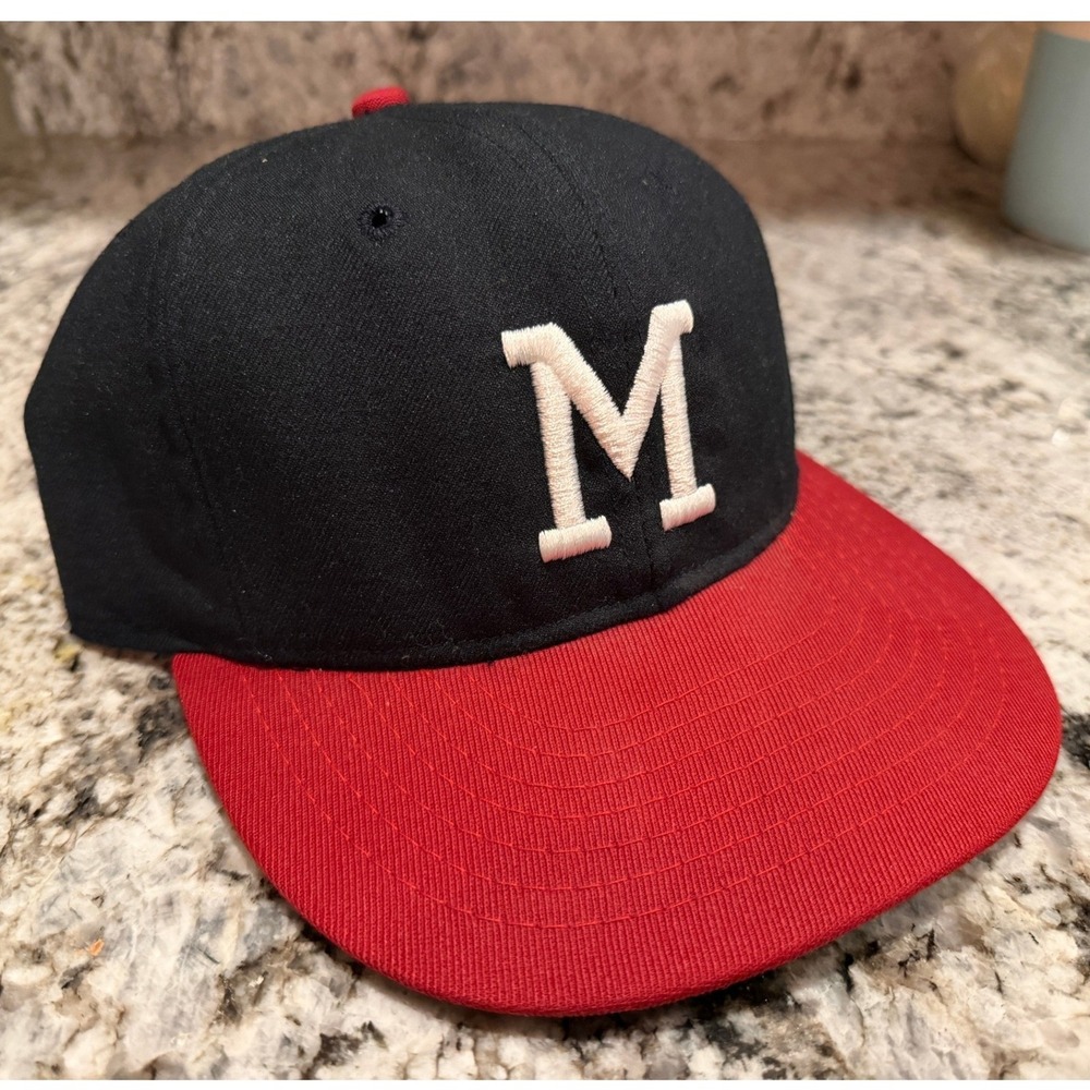 Vintage Roma Pro MLB Kids Fitted Hat Black Red Size 7 Made in USA Minnesota